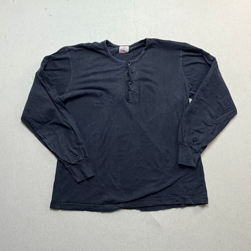 Rare Brand Henley Shirt Women 38 Black Good Long Sleeve Vintage Jersey Tee